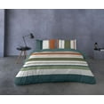 thumbnail image 2 of Gouchee Home Travis Queen 3-Piece Duvet Cover Set – Modern Striped Bedding, Reversible Teal Cotton, 2 of 2