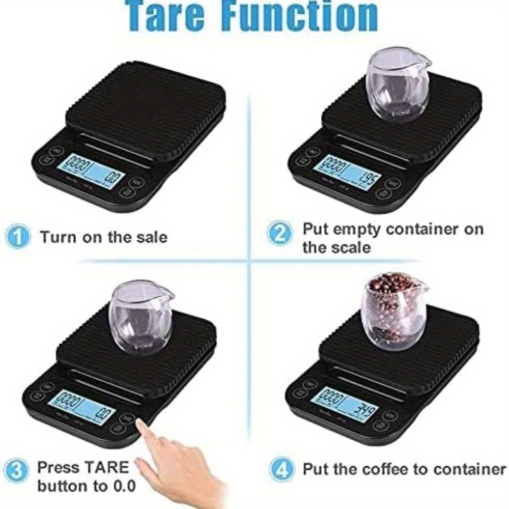 Italian timed coffee scale, coffee bean weighing device, LED display electronic scale, multifunctional high-precision roasted coffee scale