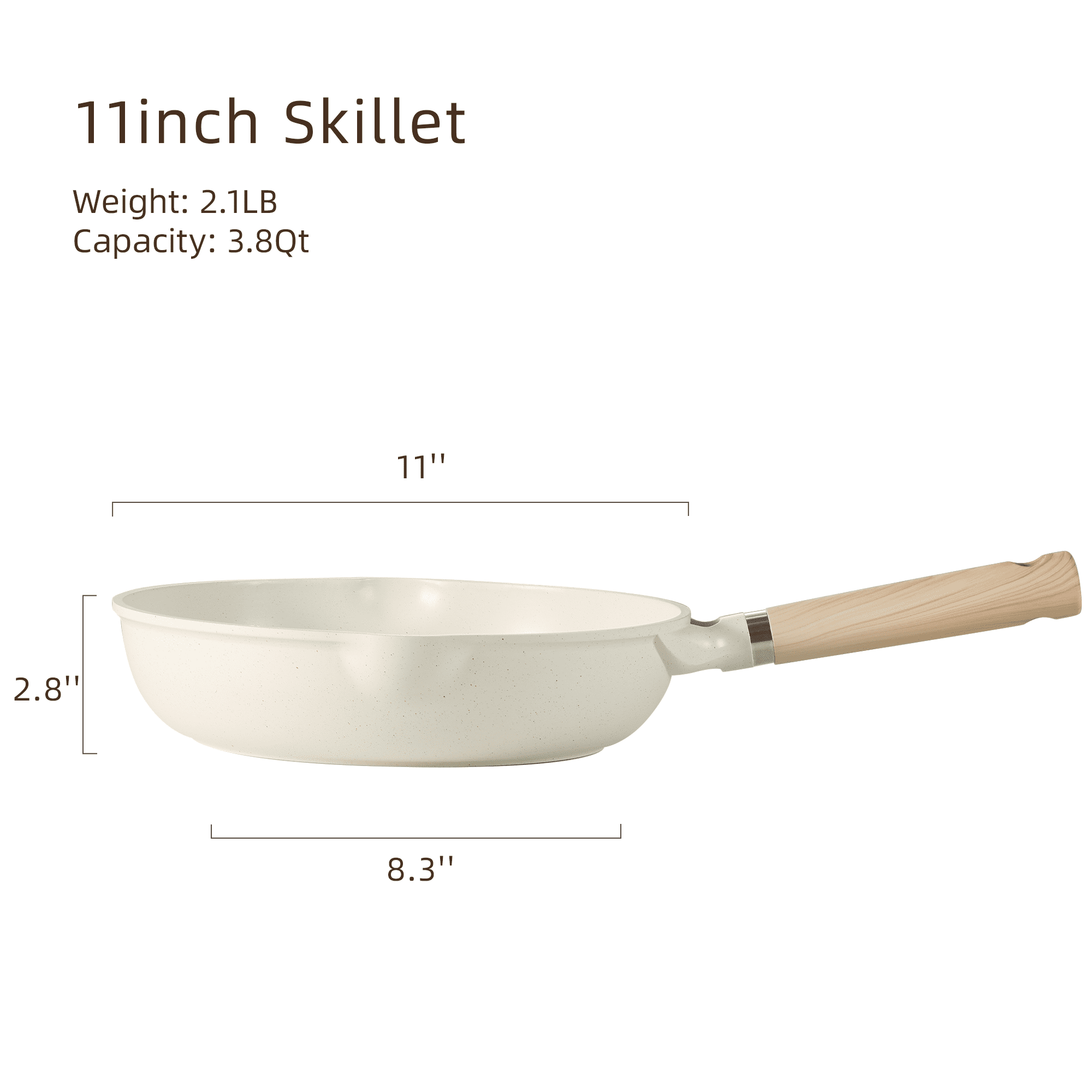 Carote Nonstick Frying Pan 11" Skillet With Induction, Egg Omelet Pan Non-Stick Chef's Pan Compatible for All Stoves, Bon Appetit, White Granite