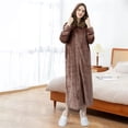 thumbnail image 4 of TOPCHANCES Womens Flannel Hooded Long Robe, Winter Thick Warm Bathrobes with Pockets & Zipper, (Coffee, XL), 4 of 8