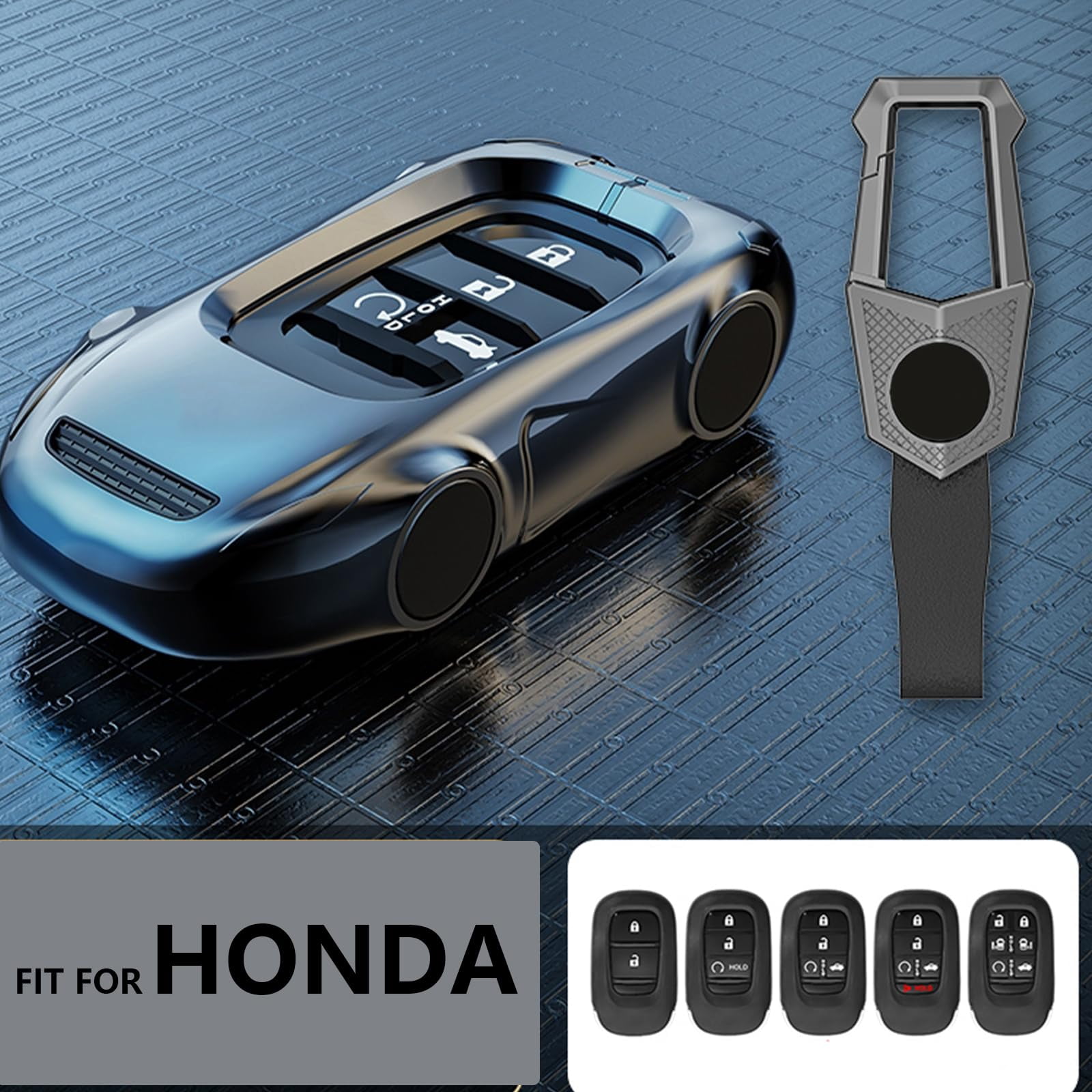 Key Cover Case, Zinc Alloy Metal Smart Key Fob Case Protector Shell Compatible with 2022 2023 2024 Honda Accord Civic HR-V CR-V Pilot