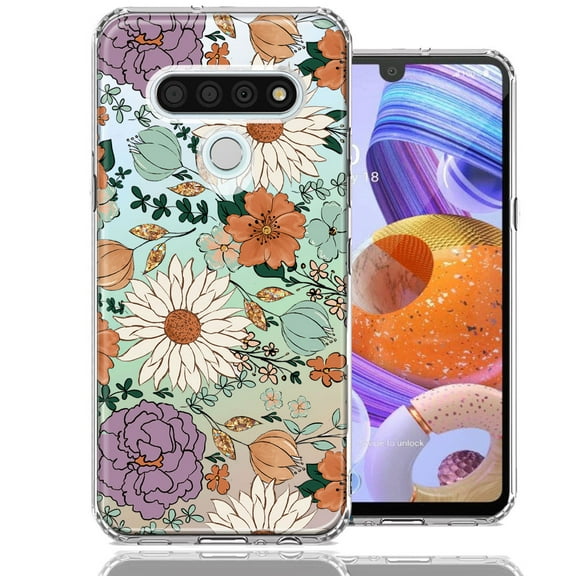 MUNDAZE LG Stylo 6 Feminine Classy Flowers Fall Toned Floral Wallpaper Style Double Layer Phone Case Cover