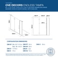 thumbnail image 2 of Ove Decors Tampa 66-1/16 in. W x 72 in. H Alcove Hinge Frameless Shower Door in Nickel, 2 of 17