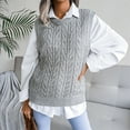 thumbnail image 5 of KDFJPTH Womens Fall Sweaters Sleeveless Sweater Vests Tops Solid Print Grey L, 5 of 6