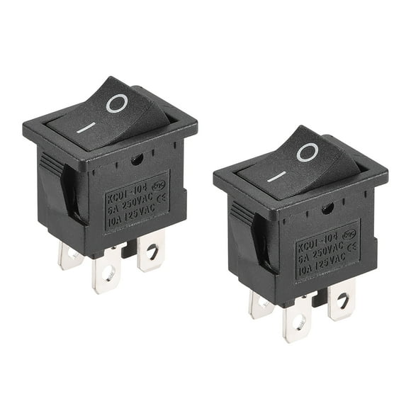 Unique Bargains Mini Boat Rocker Switch Black Toggle Switch for Boat Car Marine 4pins ON/OFF AC 250V/6A 125V/10A, 2pcs