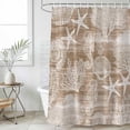 thumbnail image 4 of Brown Coastal Bathroom Shower Curtains with 12 Hooks Waterproof Shower Curtain for Stalls and Bathtubs Nautical Coral Starfish Shell Seahorse Ocean Decorative Bathroom Privacy Curtain 60x72 Inches, 4 of 9
