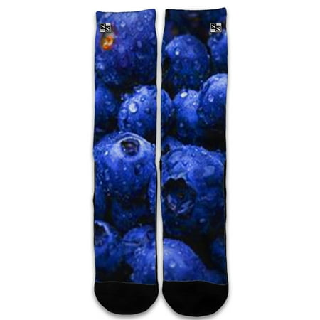 Blueberry Clothing - Custom Elite Style Athletic Sport Socks Crew 18 Inch / Blueberry, Blue Berries