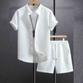 thumbnail image 4 of ZQUUVOU Men's 2 Piece Sport Set Short Sleeve Stand Collar Top and Drawstring Waist Shorts Casual Workout Outfit White, 4 of 5