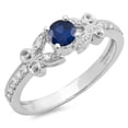 thumbnail image 1 of Dazzlingrock Collection 14K Round Blue Sapphire & White Diamond Bridal Vintage Style Engagement Ring, White Gold, Size 6, 1 of 1