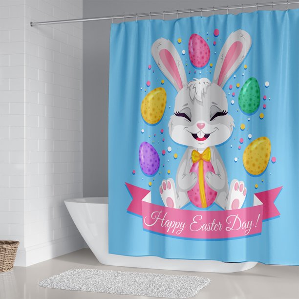 Xihbxyly Cortina de Ducha de Pascua, Diseño de Impresión Digital Vibrante, Tela de Poliéster Impermeable, Fácil de Limpiar y Mantener, Mejora La Decoración Del Baño, Idea de Regalo Navideña Única, Ce
