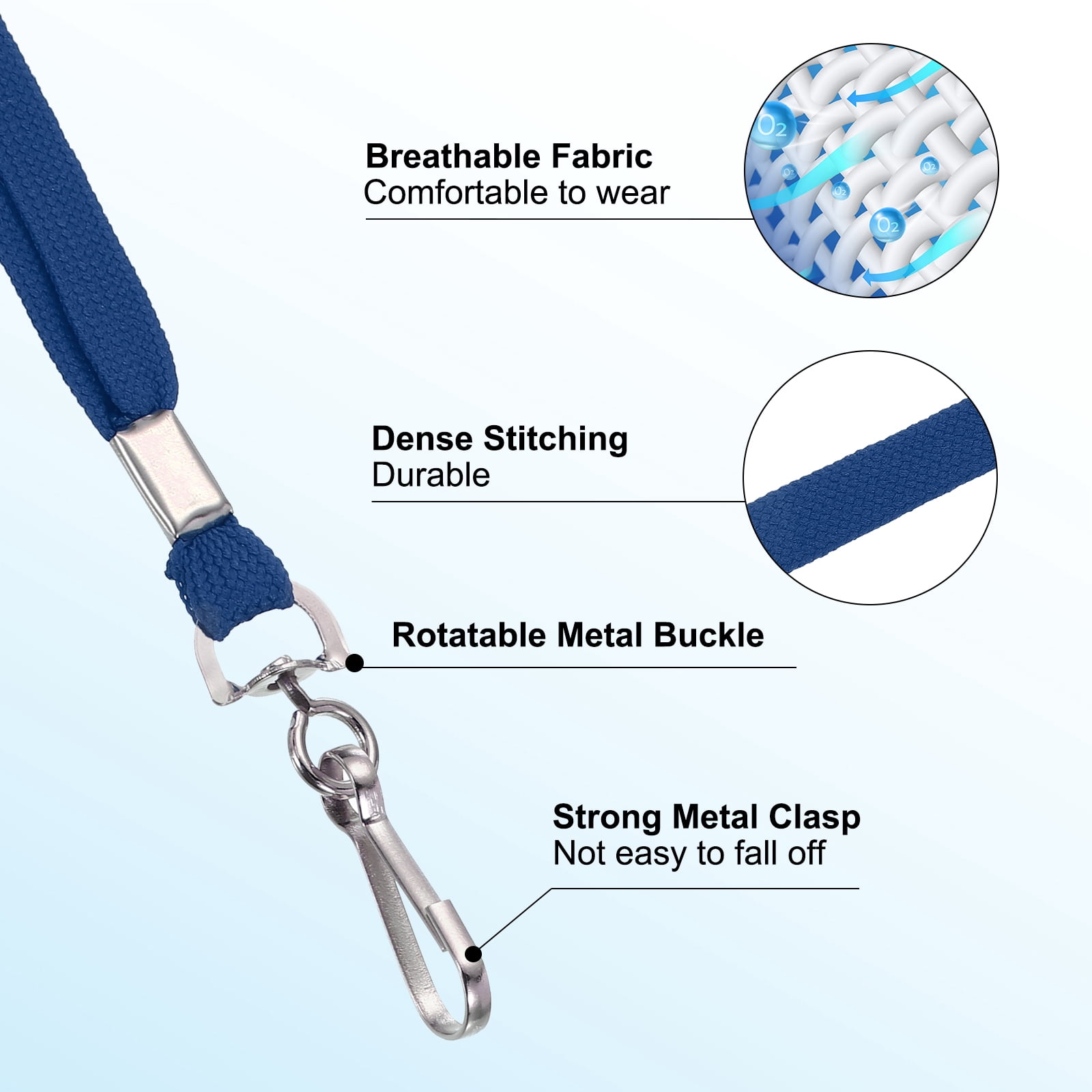 Uxcell Lanyards, 100Pack Neck Lanyards Bulk with Swivel Hook Clip for ID Badges Holder, Key, Office, Teachers, Dark Blue