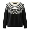 thumbnail image 4 of Fair Isle Sweater Women Pullover Sweaters for Women Oversized Sweaters for Women Crew Neck Sweatshirts Women Fall Sweaters Cute Sweaters Funky Sweater Lightweight Sweaters for Women Cute Sweaters, 4 of 4