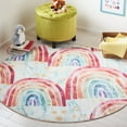 thumbnail image 2 of SAFAVIEH Kids Playhouse Many Rainbows Machine Washable Area Rug, Blue/Ivory, 6'7" x 6'7" Round, 2 of 8