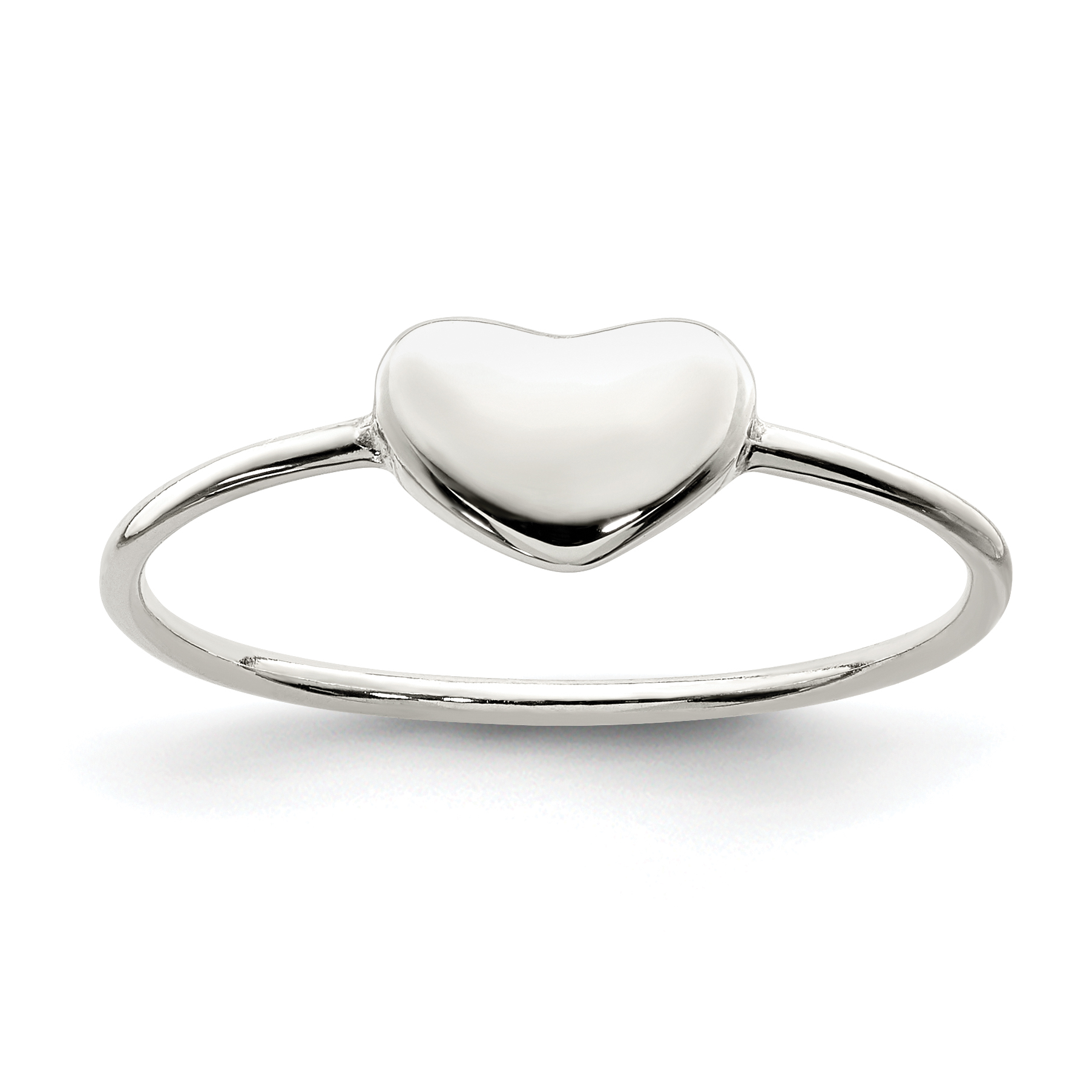 Sterling Silver Simulated Garnet Heart Ring - Solid 925 Silver Love Band, Size 7 - View #10