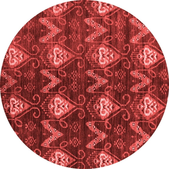 Ahgly Company Machine Washable Indoor Round Oriental Red Modern Area Rugs, 8' Round
