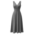 thumbnail image 6 of Tqcoqu Women's V Neck Wrap Sleeveless Midi Dress,Fitted Waist A-Line Casual Cocktail Dresses,2026 Spring Fall Trendy Clothes,Gray Women's S-XXXL, 6 of 6