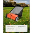 thumbnail image 4 of Orange 26 Inch Heavy Duty Push Lawn Sweeper 4 Spinning Brushes Steel Frame 7 Cu. Ft. Adjustable Height Collector for Grass Leaves Yard Debris, 4 of 5