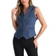 thumbnail image 4 of Chaleco de mezclilla INSPIRE CHIC para mujer con solapa de muesca y botones, sin mangas, chaqueta de jean casual, 4 of 6