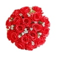 thumbnail image 2 of 18 cabezas rosas de seda artificiales flores ramo de novia rosa decoración de la boda del hogar D, 2 of 3