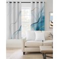 thumbnail image 2 of Marble Blue Blackout Curtains, Light Blocking Print Window Curtains, Gold White Modern Gradient Ocean Wavy Ripple Thermal Insulated Window Drapes for Living Room 2 Panels, 84"W x 84"L, 2 of 9