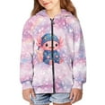 thumbnail image 3 of Uourmeti Cherry Blossom Axolotl Boys Sporty Hoodie Zip Up Long Sleeve with Pockets Lightweight Athletic Top for Kids Youth Size 13-14, 3 of 7