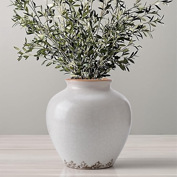 Ceramic flower vase for home decoration, farmhouse retro decorative vase, earthenware red pottery Bohemian style table, living room, bookshelf, kitchen, bedroom use vase