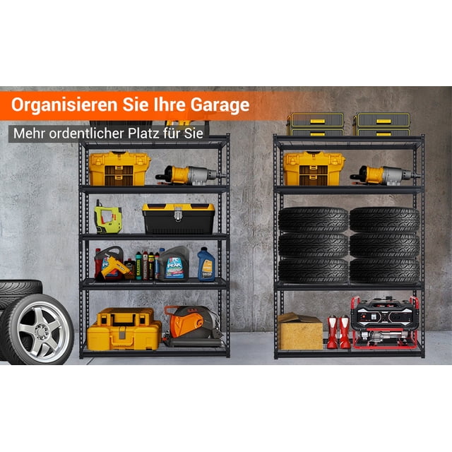 5-Tier Heavy Duty Garage Storage Shelving Unit, 2500 LBS Capacity Adjustable Metal Industrial Rack