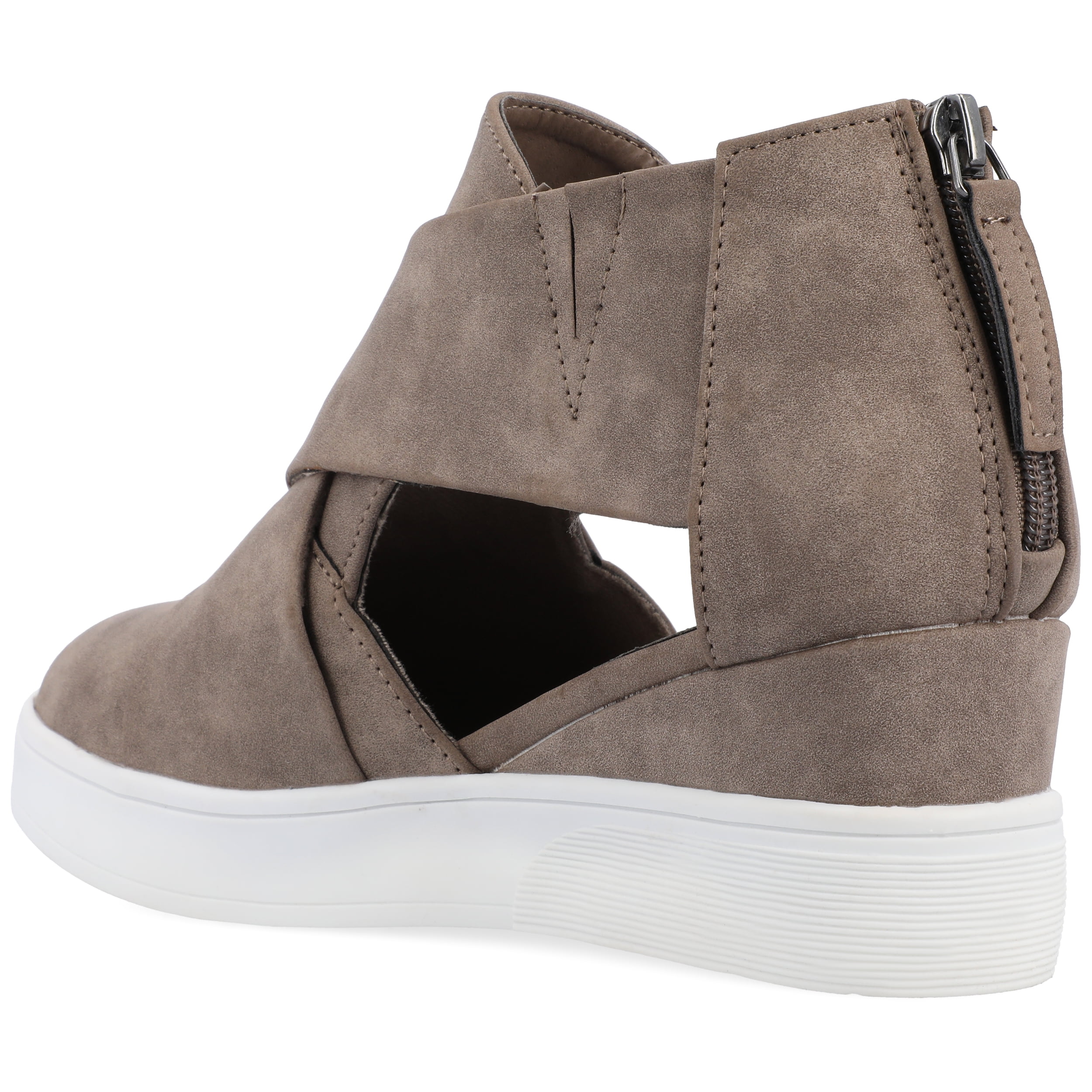 Journee Womens Seena Round Toe Back Heel Zip Wedge Sneakers