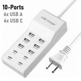 thumbnail image 3 of 10-Port USB C + USB A Charger, Portable USB Charging Station, Compatible with iPhone, iPad, AirPods, Apple Watch, Android Phone Tablet, Game Console, 3 of 13