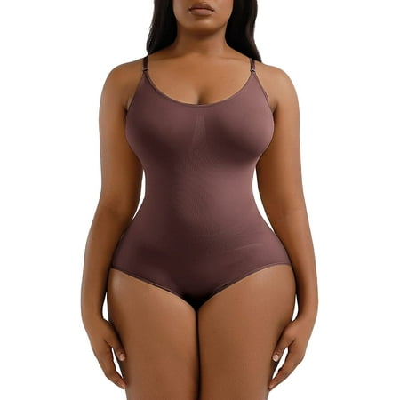 

DanceeMangoos Women Shapewear Bodysuit Sleeveless Sling Spaghetti Strap Tummy Control Seamless Body Shaper