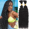 thumbnail image 1 of Human Braiding Hair for Boho Braids 110g 20 Inch Deep Water Wave Bulk Human Hair for Braiding No Weft 12A Wet and Wavy Curly Human Hair Extensions 2 Bundles/Pack Natural Color, 1 of 8
