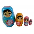 thumbnail image 2 of 4 Piece Russian Nesting Dolls Dolls Traditional Handmade Wooden Toys, Stackable, blue, 2 of 8