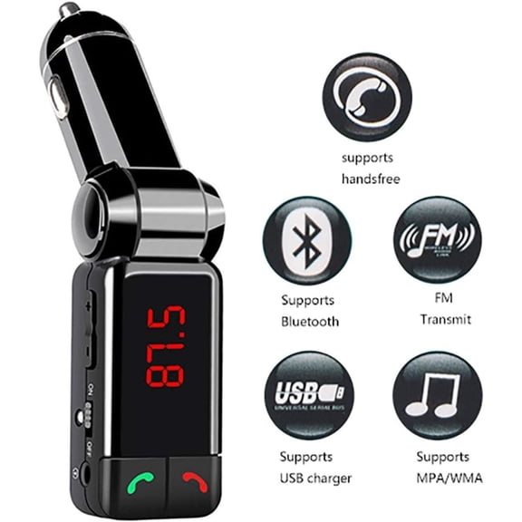 Bluetooth FM Transmitter for Car, Wireless Bluetooth 5.0 Car Adapter, MP3 Audio Player for Car with LCD Display, Support USB Flash Drive and Hands-Free Calling Suitable for Cars Trucks RVs ect