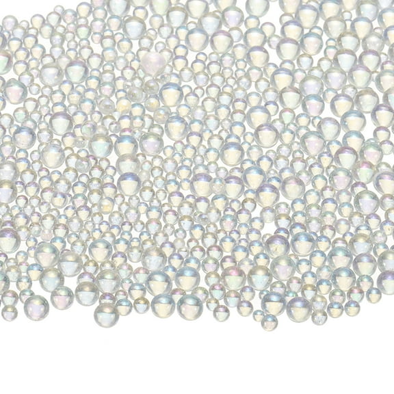 Uxcell Iridescent Glass Tiny Bubble Beads, 0.4-3mm 20g No Hole Micro Mini Round Clear Water Droplets Beads, 2-Pieces