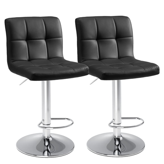 TOPCOMFY Bar Stool Set of 2 with Adjustable Height, Swivel, PU Leather for Kitchen Island, Black
