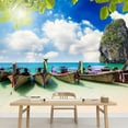 thumbnail image 3 of wall26 - Long Tail Boat on Tropical Beach with Limestone Rock, Krabi, Thailand - Removable Wall Mural | Self-Adhesive Large Wallpaper - 66x96 inches, 3 of 6