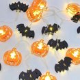 thumbnail image 2 of Guirnalda de luces de Halloween que funciona con pilas, paquete de 10 pies, 20 luces LED 3D de murciélago de calabaza fantasma, 8 modos de iluminación, decoración de Halloween para exteriores e inter JAMW Sencillez, 2 of 3
