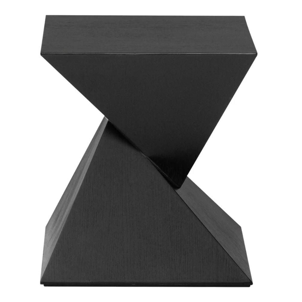 Gize Side Table with Walnut Top Black Veneer Wood Top