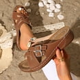 thumbnail image 4 of Dakaela Womens Sandals Dressy Summer Slides Comfortable Casual Non Slip Platform Wedge Shoes Brown 8, 4 of 7
