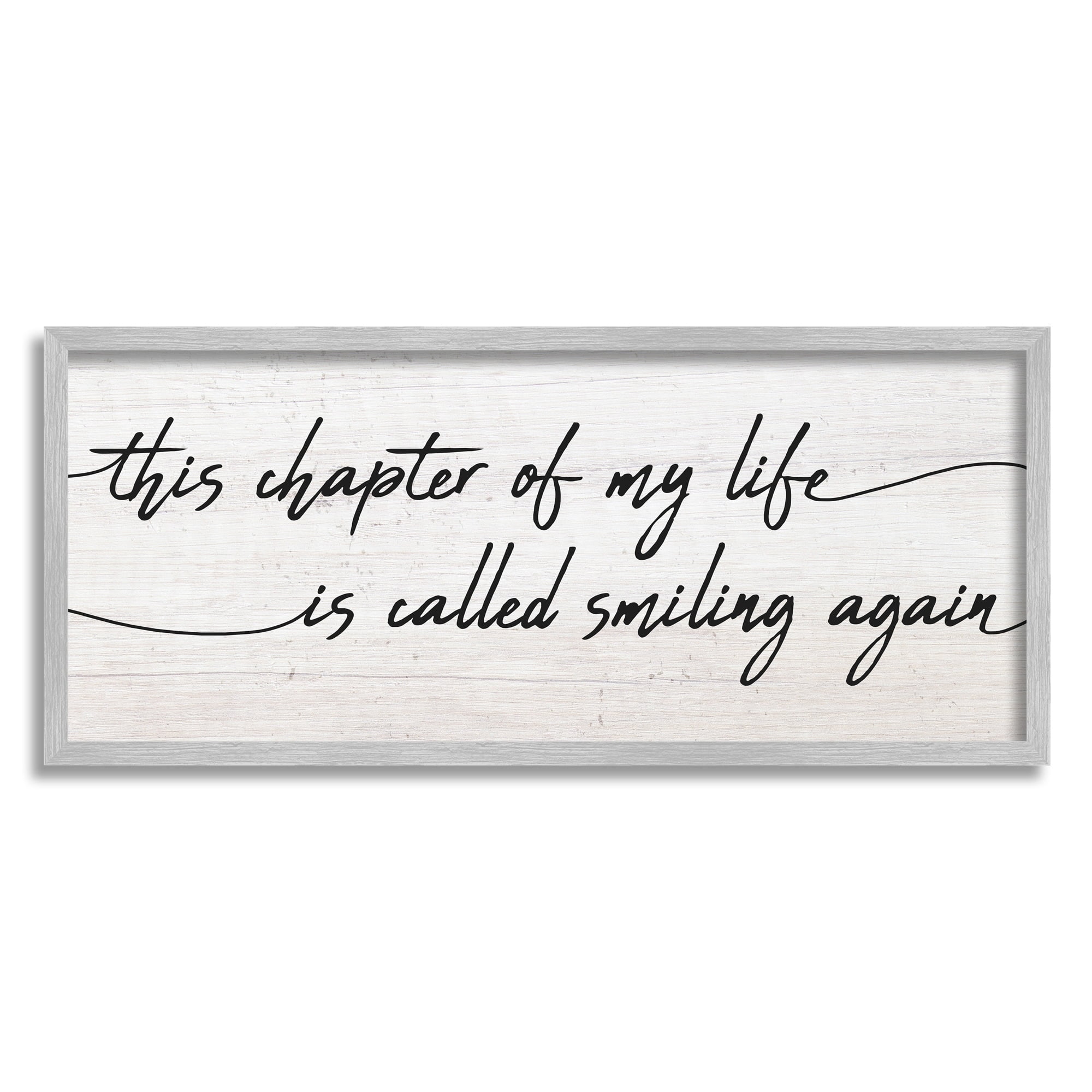 Stupell Industries Smiling Again Motivational Healing Calligraphy Rustic Detail Framed Wall Art, 24 x 10, Design by Daphne Polselli