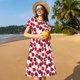 thumbnail image 4 of Balery Tulips Flowers Vestidos sueltos de manga corta para mujer, vestidos de verano 2025, vestidos casuales de corte A con vuelo., 4 of 6