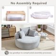 thumbnail image 7 of 55" Chaise Lounge Chair Indoor, Corduroy Upholstered Boneless Sofa Bed, Deep Seat Sleeper Sofa Reading Chairs, Fluffy Round Cloud Couch, No Assembly Required, Grey, 7 of 7