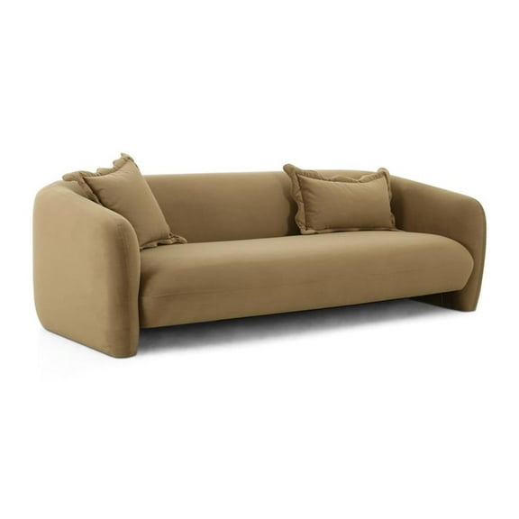 Pemberly Row Modern Transitional Performance Velvet Sofa in Brown