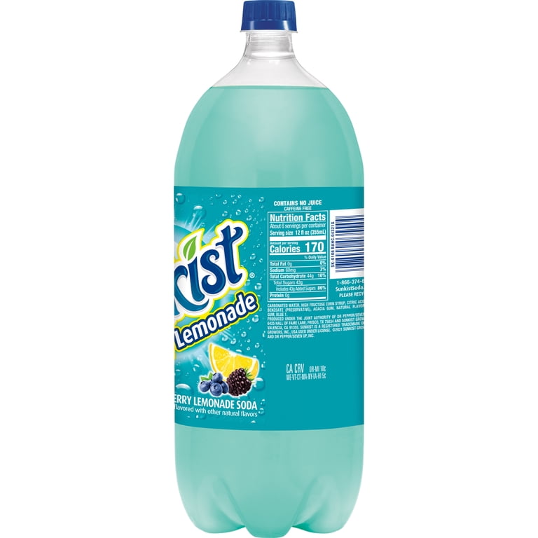 Sunkist Caffeine Free Berry Lemonade Soda Pop, 2 L, Bottle