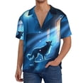 thumbnail image 1 of Balery A Wolf Barks Out A Window Camisa Casual de Manga Corta con Botones para Hombre, Texturizada, Estilo Cubano, para Playa, Verano-X-Large, 1 of 5