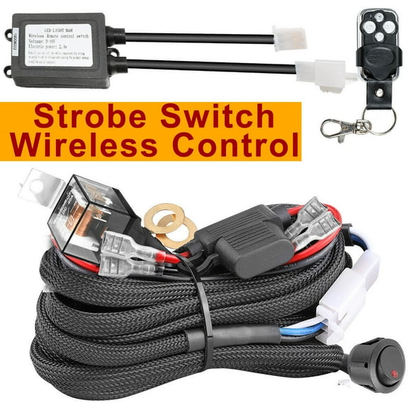 2-Lead Wiring Harness Kit Wireless Strobe Remote Control Switch for LED Work Light Cube Pods