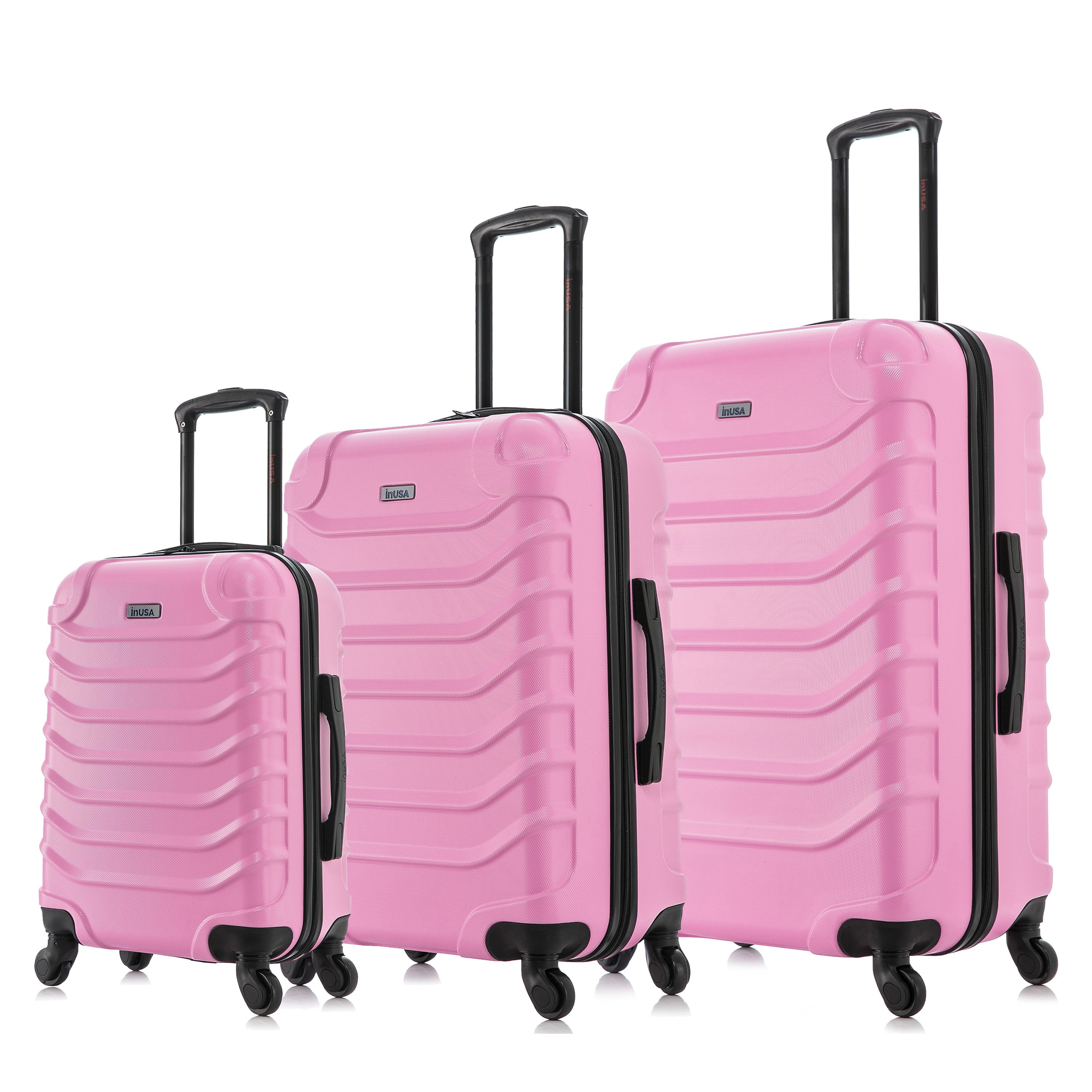 InUSA Endurance 3-Piece Hardside Luggage Sets with Spinner Wheels, Handle, Trolley, (20"/24"/28"), Pink