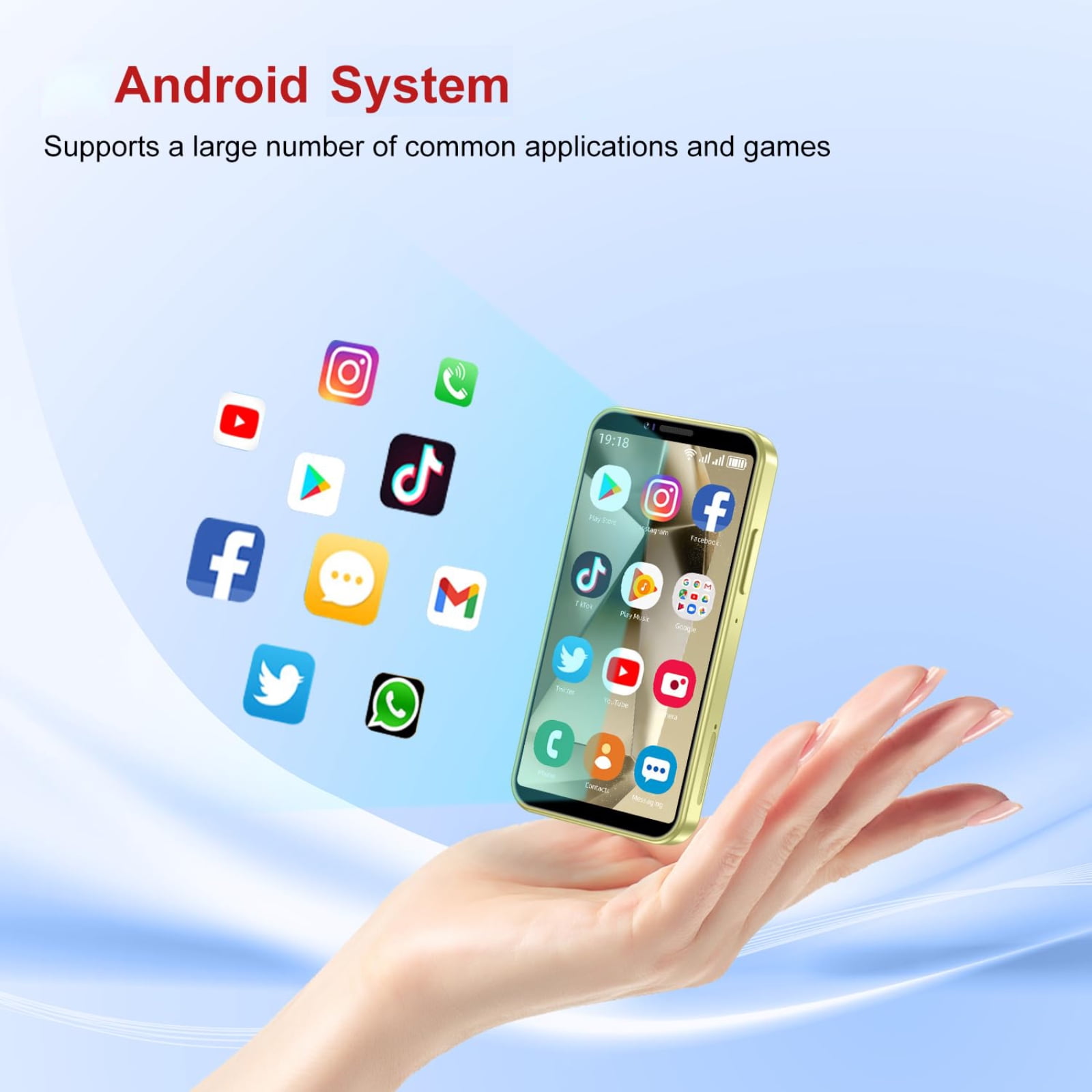 3G Mini Smartphone 3.5 Inch Android 10 Dual Sim 4GB+64GB Memory Face Unlock Premium Phone with WiFi Bluetooth for Student Pocket Cellphone, Black