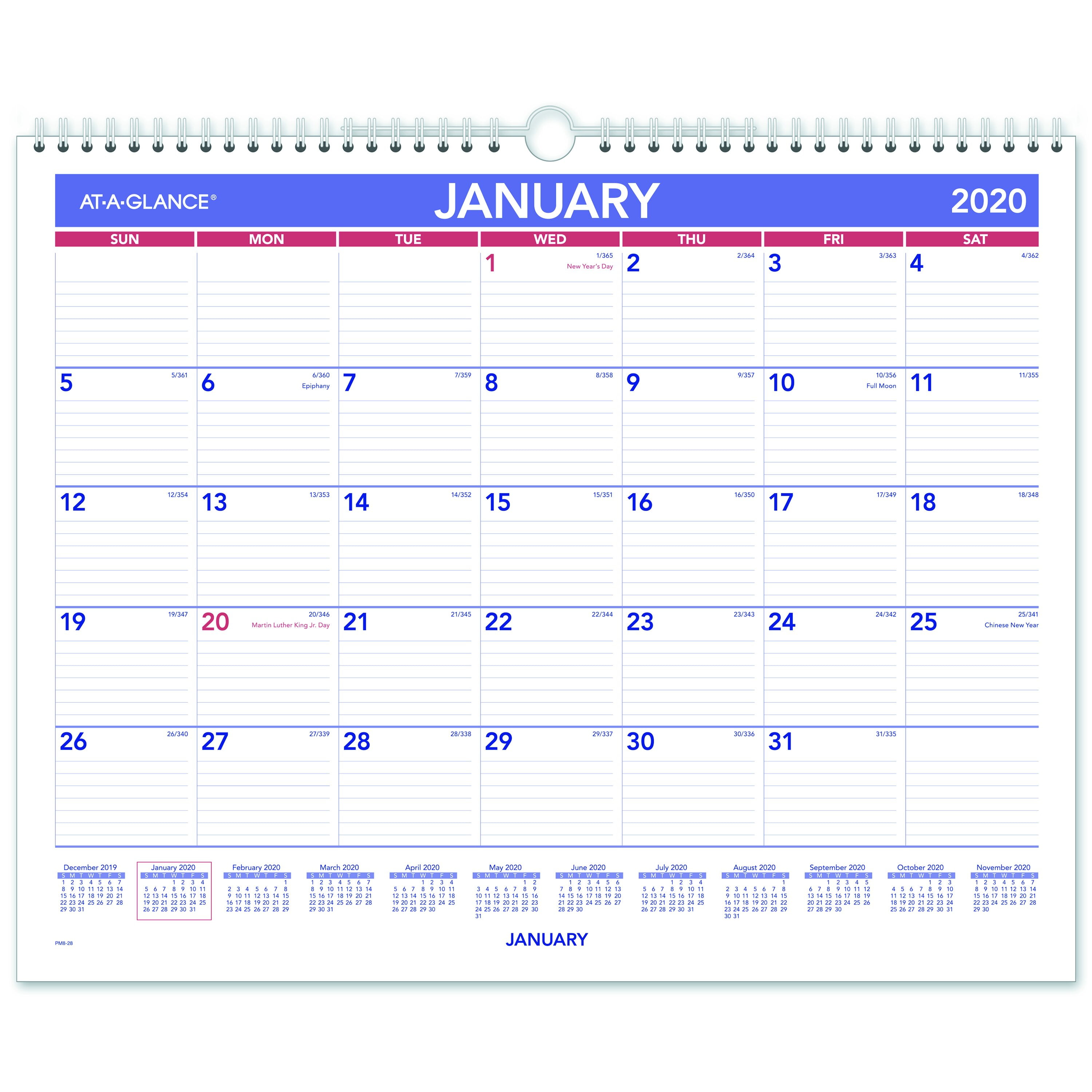 AT A GLANCE 2020 Monthly Wall Calendar 12 Months January Start 