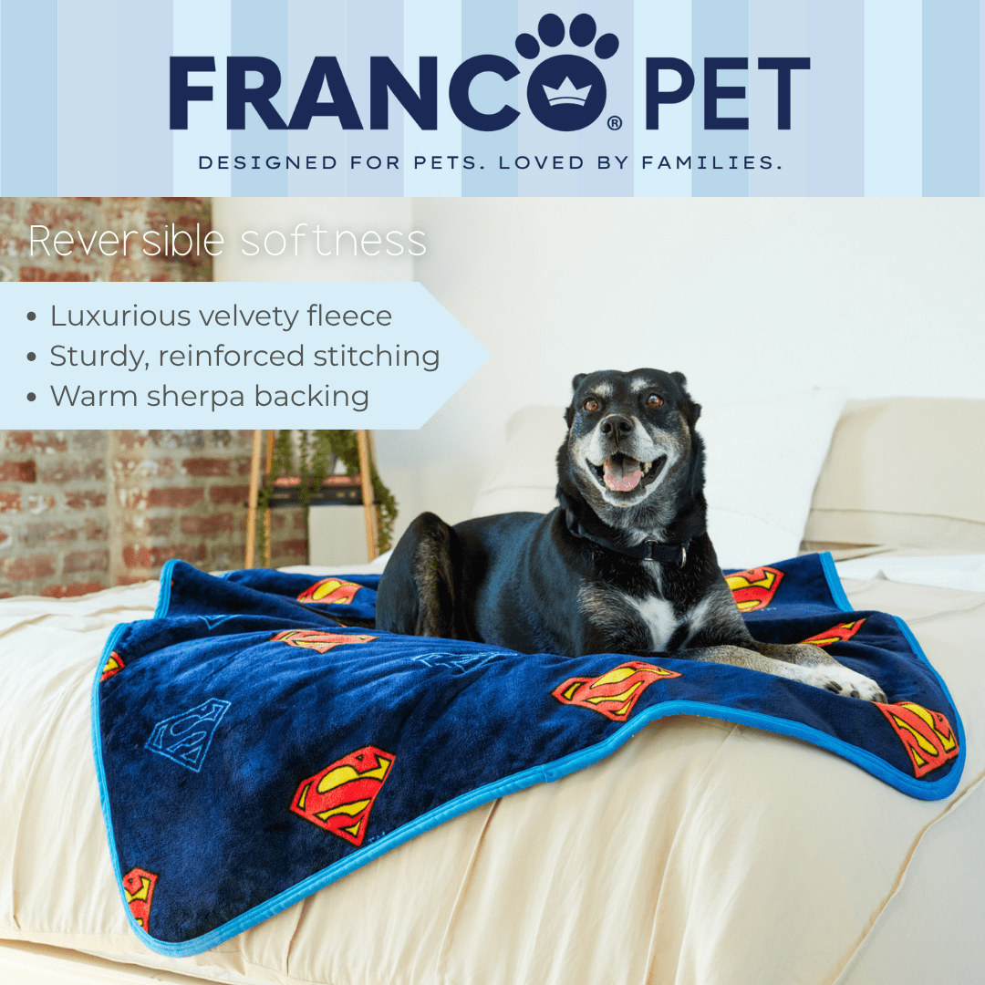 Superman Waterproof Fleece Sherpa Dog Pet Throw Blanket, 50x60 Large
